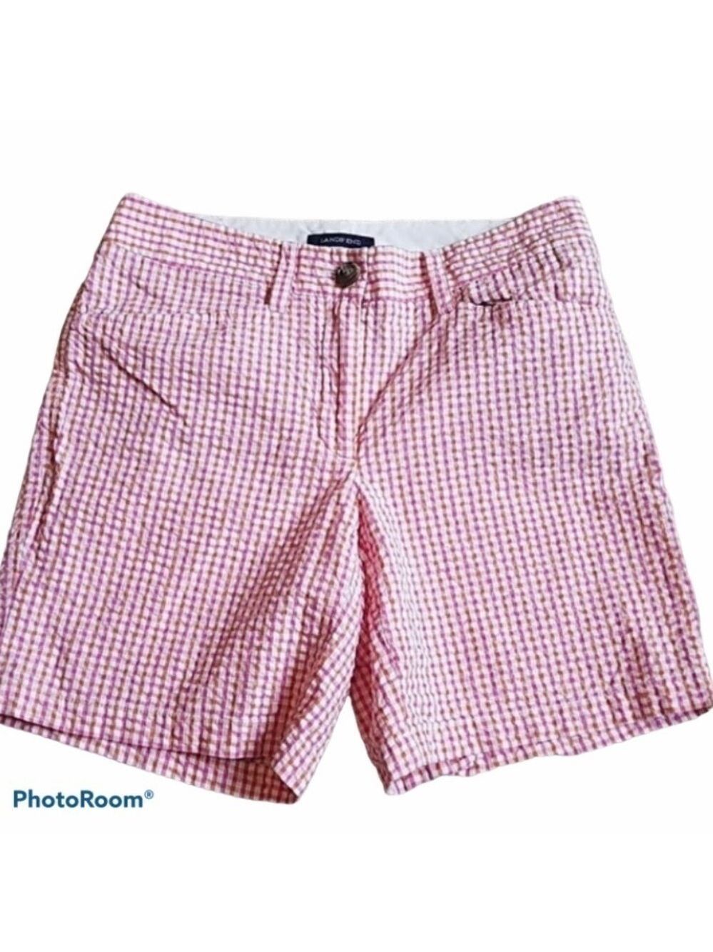 LAND’S End Checkered Seersucker Shorts